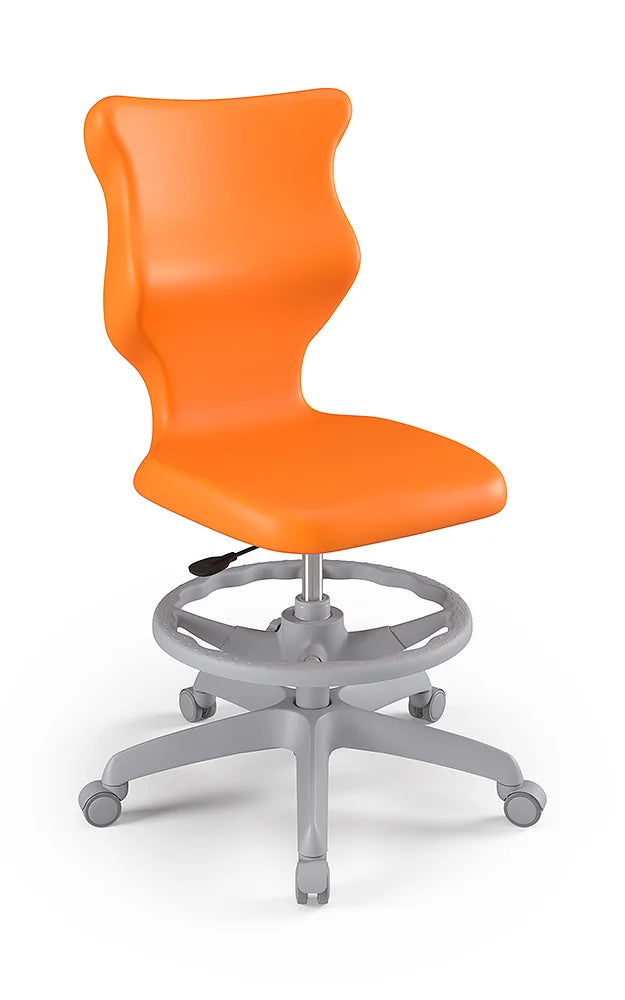 Krzesło szkolne Twist bez podłokietników z podnóżkiem, rozmiar 4 (wzrost 133–159 cm) – Szary / Pomarańczowy