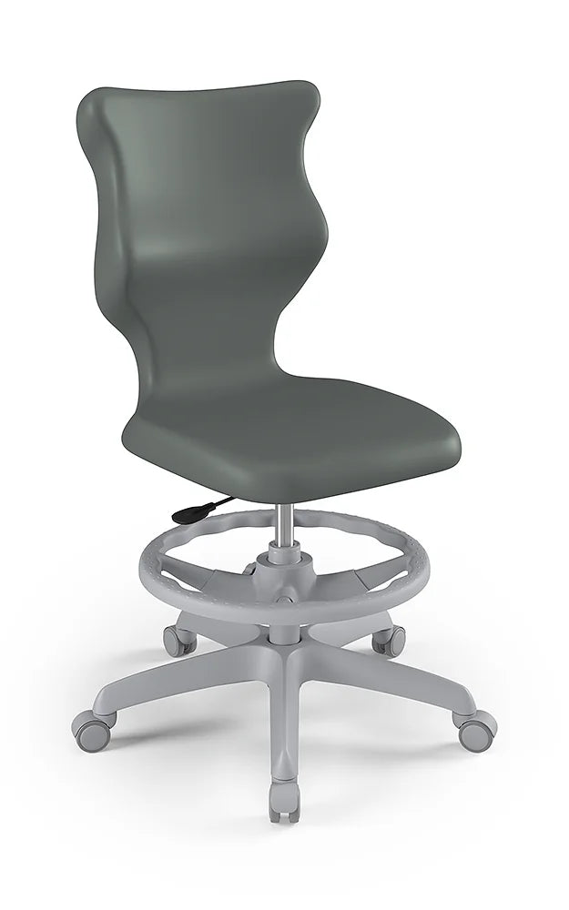 Krzesło szkolne Twist bez podłokietników z podnóżkiem, rozmiar 4 (wzrost 133–159 cm) – Szary / Szary