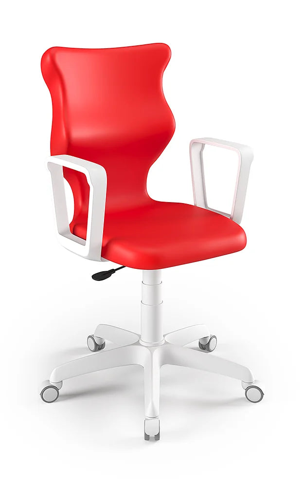 Krzesło szkolne Twist z podłokietnikami, rozmiar 5 (wzrost 146–176 cm) – Biały / Czerwony