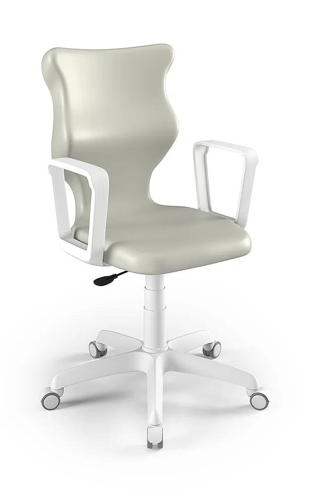 Krzesło szkolne Twist z podłokietnikami, rozmiar 5 (wzrost 146–176 cm) – Biały / Jasny szary