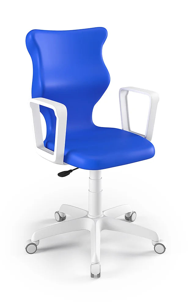 Krzesło szkolne Twist z podłokietnikami, rozmiar 5 (wzrost 146–176 cm) – Biały / Niebieski