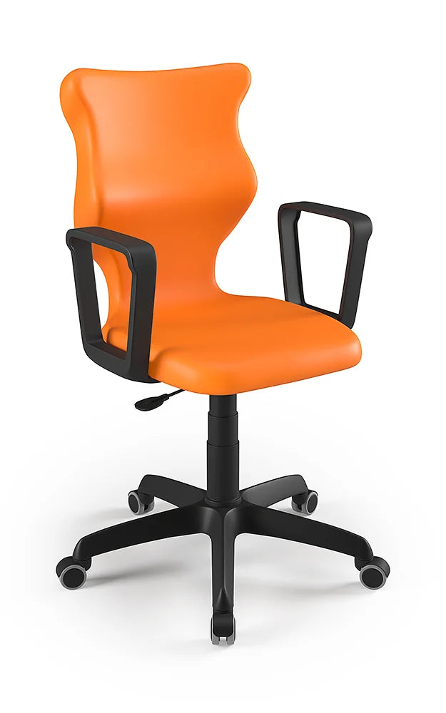 Krzesło szkolne Twist z podłokietnikami, rozmiar 5 (wzrost 146–176 cm) – Czarny / Pomarańczowy