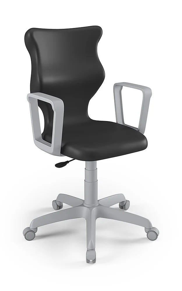 Krzesło szkolne Twist z podłokietnikami, rozmiar 5 (wzrost 146–176 cm) – Szary / Czarny