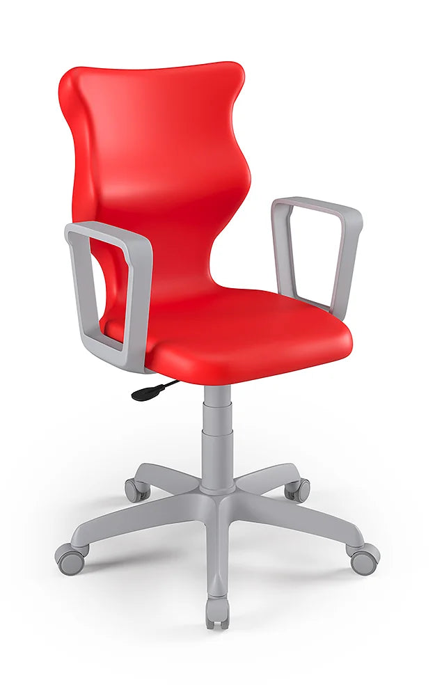 Krzesło szkolne Twist z podłokietnikami, rozmiar 5 (wzrost 146–176 cm) – Szary / Czerwony
