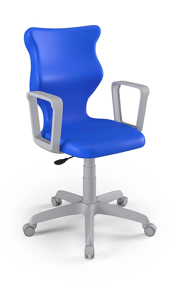 Krzesło szkolne Twist z podłokietnikami, rozmiar 5 (wzrost 146–176 cm) – Szary / Niebieski