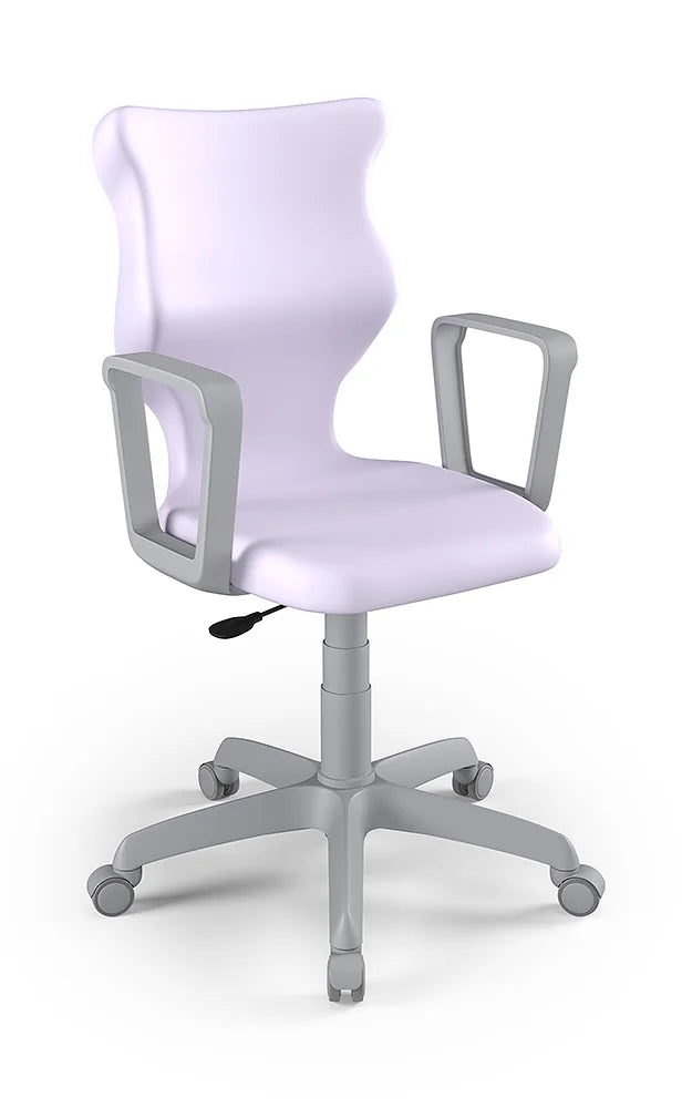Krzesło szkolne Twist z podłokietnikami, rozmiar 5 (wzrost 146–176 cm) – Szary / Pastelowy fioletowy