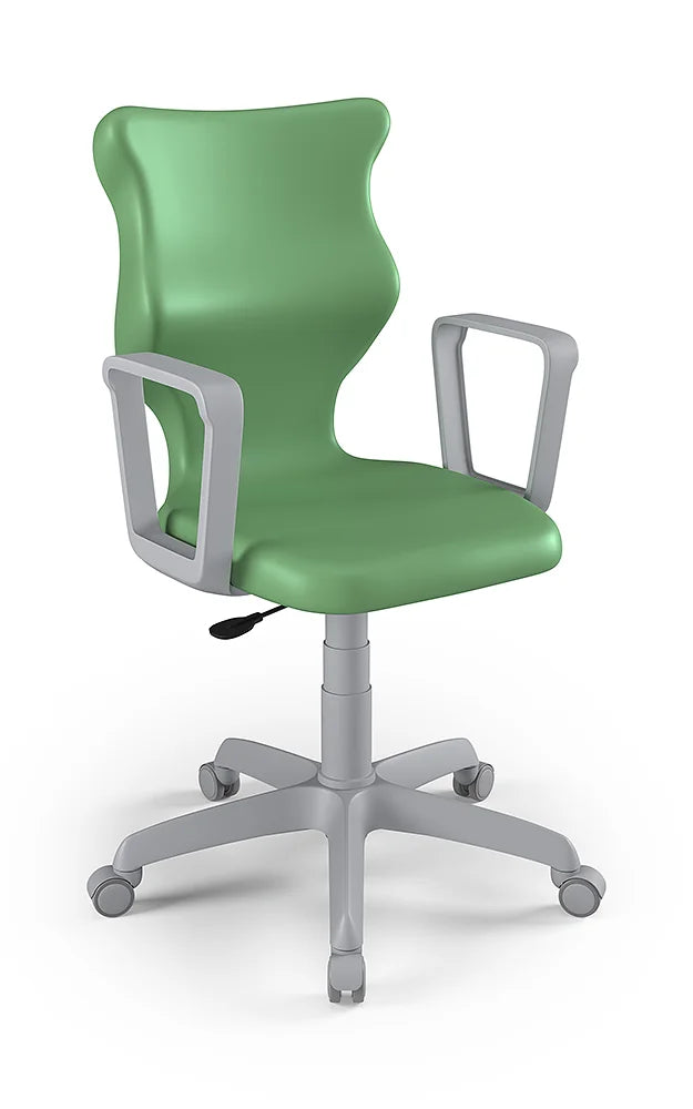 Krzesło szkolne Twist z podłokietnikami, rozmiar 5 (wzrost 146–176 cm) – Szary / Pastelowy zielony