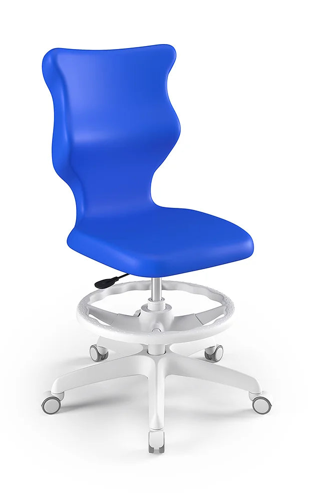 Krzesło szkolne Twist bez podłokietników z podnóżkiem, rozmiar 5 (wzrost 146–176 cm) – Biały / Niebieski