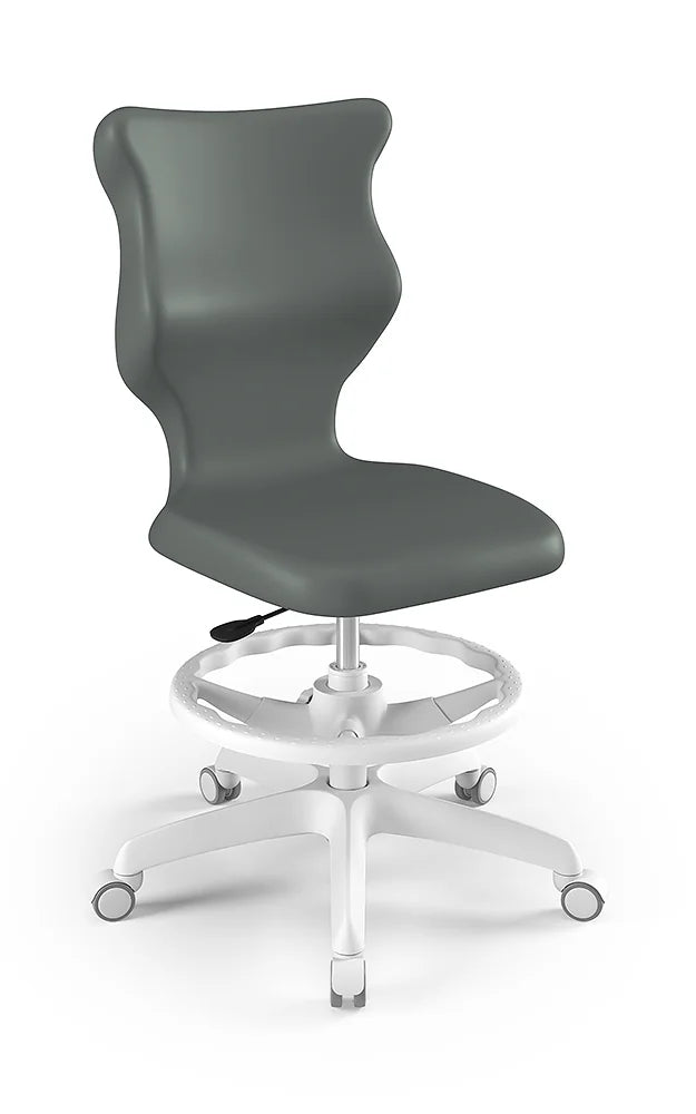 Krzesło szkolne Twist bez podłokietników z podnóżkiem, rozmiar 5 (wzrost 146–176 cm) – Biały / Szary
