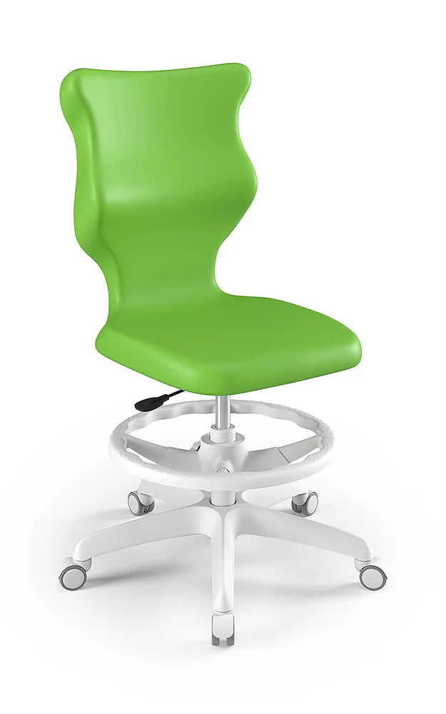 Krzesło szkolne Twist bez podłokietników z podnóżkiem, rozmiar 5 (wzrost 146–176 cm) – Biały / Zielony