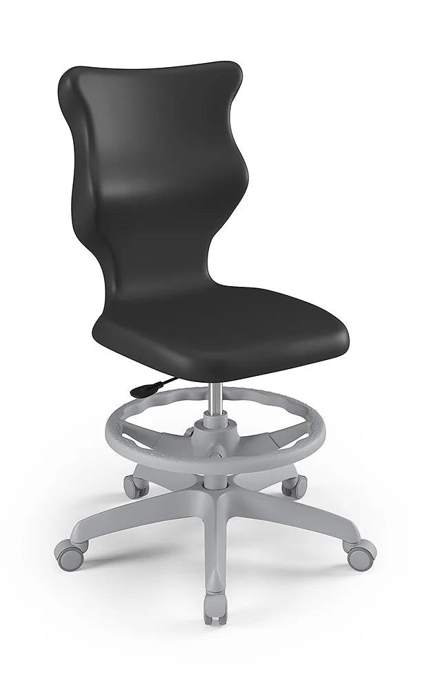 Krzesło szkolne Twist bez podłokietników z podnóżkiem, rozmiar 5 (wzrost 146–176 cm) – Szary / Czarny