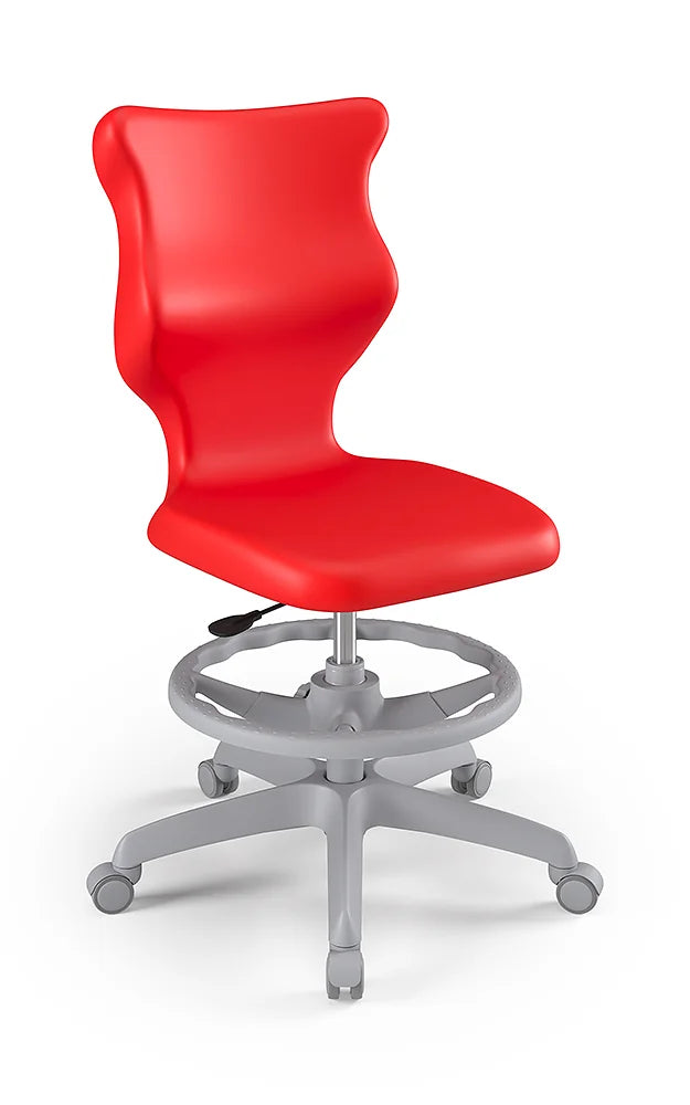 Krzesło szkolne Twist bez podłokietników z podnóżkiem, rozmiar 5 (wzrost 146–176 cm) – Szary / Czerwony