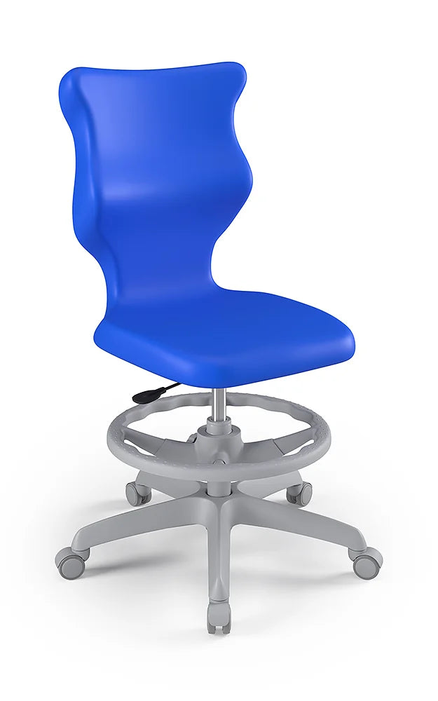 Krzesło szkolne Twist bez podłokietników z podnóżkiem, rozmiar 5 (wzrost 146–176 cm) – Szary / Niebieski