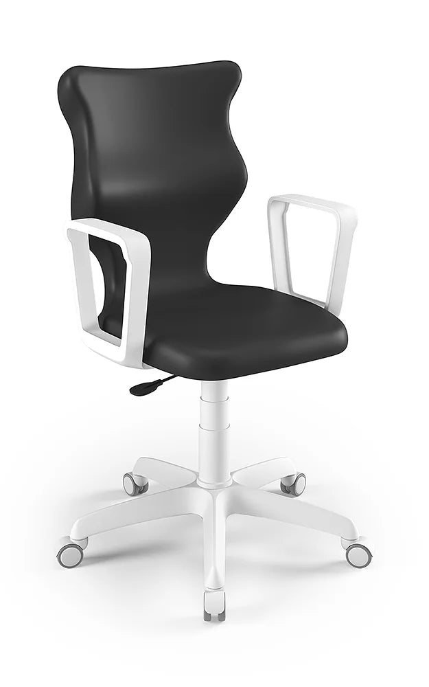 Krzesło szkolne Twist z podłokietnikami, rozmiar 6 (wzrost 159–188 cm) – Biały / Czarny