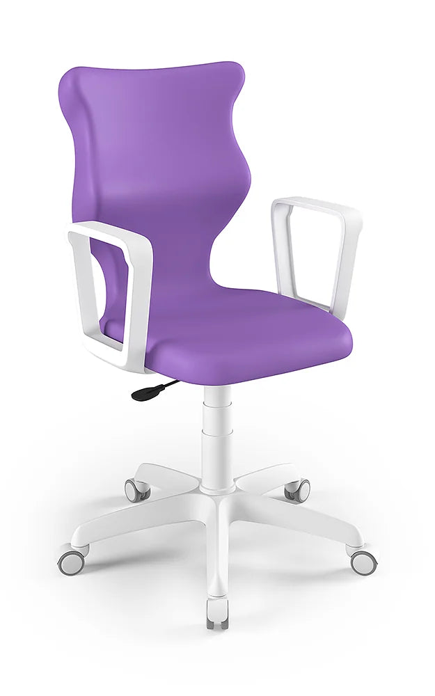 Krzesło szkolne Twist z podłokietnikami, rozmiar 6 (wzrost 159–188 cm) – Biały / Fioletowy