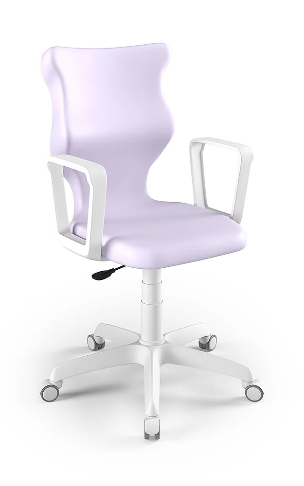 Krzesło szkolne Twist z podłokietnikami, rozmiar 6 (wzrost 159–188 cm) – Biały / Pastelowy fioletowy
