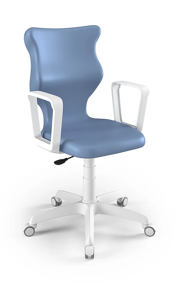 Krzesło szkolne Twist z podłokietnikami, rozmiar 6 (wzrost 159–188 cm) – Biały / Pastelowy niebieski