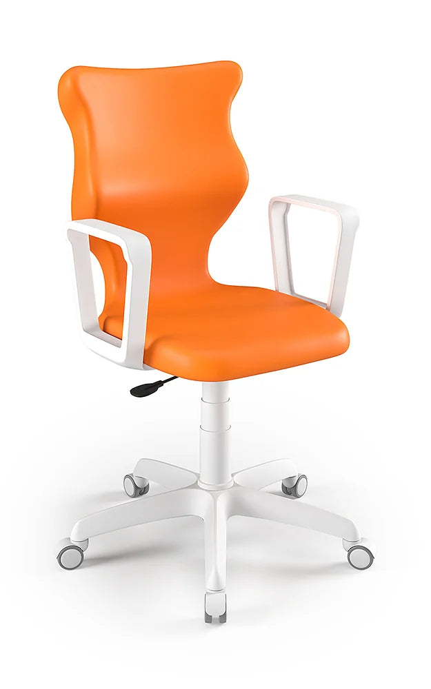 Krzesło szkolne Twist z podłokietnikami, rozmiar 6 (wzrost 159–188 cm) – Biały / Pomarańczowy