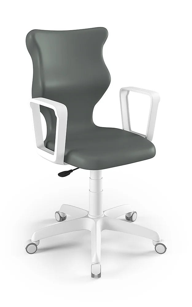 Krzesło szkolne Twist z podłokietnikami, rozmiar 6 (wzrost 159–188 cm) – Biały / Szary