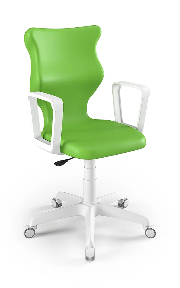 Krzesło szkolne Twist z podłokietnikami, rozmiar 6 (wzrost 159–188 cm) – Biały / Zielony
