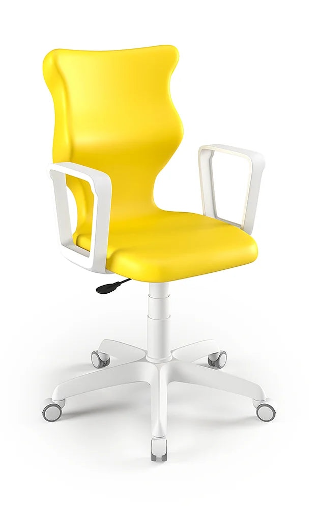 Krzesło szkolne Twist z podłokietnikami, rozmiar 6 (wzrost 159–188 cm) – Biały / Żółty