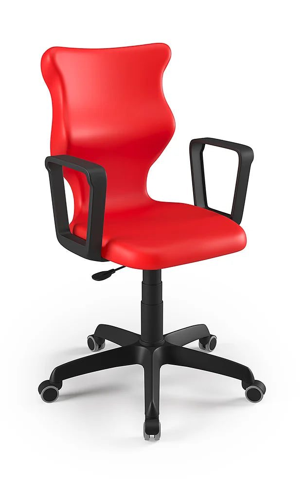 Krzesło szkolne Twist z podłokietnikami, rozmiar 6 (wzrost 159–188 cm) – Czarny / Czerwony
