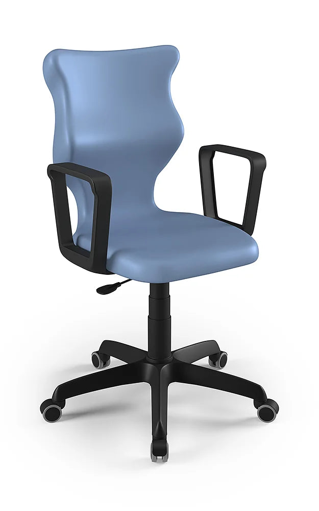 Krzesło szkolne Twist z podłokietnikami, rozmiar 6 (wzrost 159–188 cm) – Czarny / Pastelowy niebieski