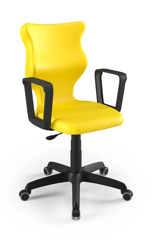 Krzesło szkolne Twist z podłokietnikami, rozmiar 6 (wzrost 159–188 cm) – Czarny / Żółty
