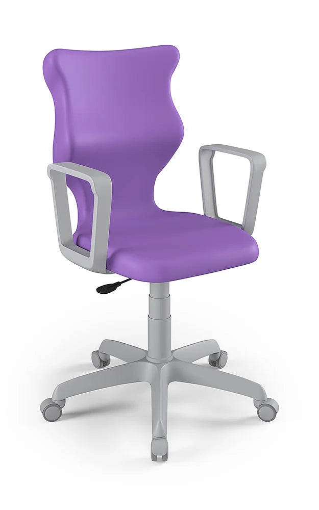 Krzesło szkolne Twist z podłokietnikami, rozmiar 6 (wzrost 159–188 cm) – Szary / Fioletowy
