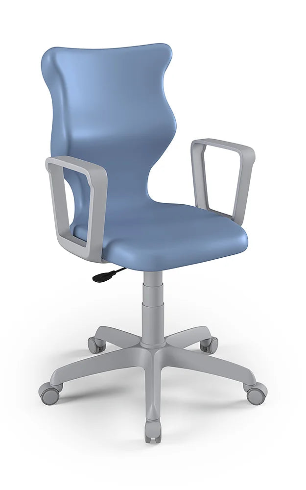 Krzesło szkolne Twist z podłokietnikami, rozmiar 6 (wzrost 159–188 cm) – Szary / Pastelowy niebieski