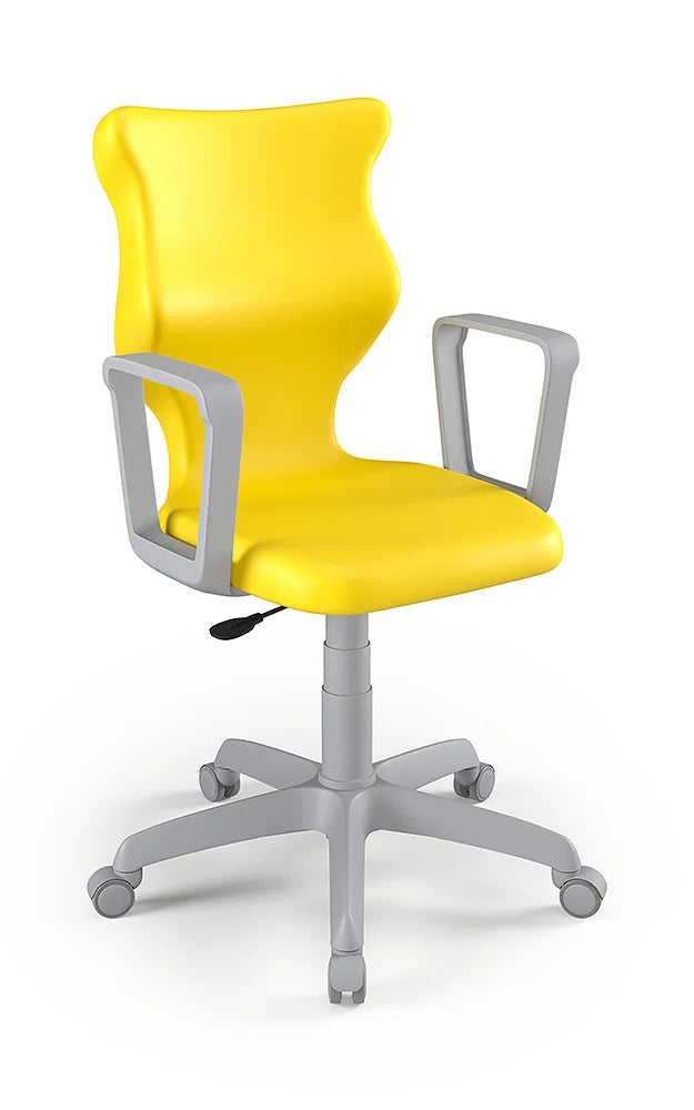 Krzesło szkolne Twist z podłokietnikami, rozmiar 6 (wzrost 159–188 cm) – Szary / Żółty