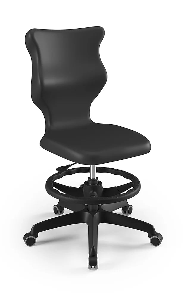 Krzesło szkolne Twist bez podłokietników z podnóżkiem, rozmiar 6 (wzrost 159–188 cm) – Czarny / Czarny