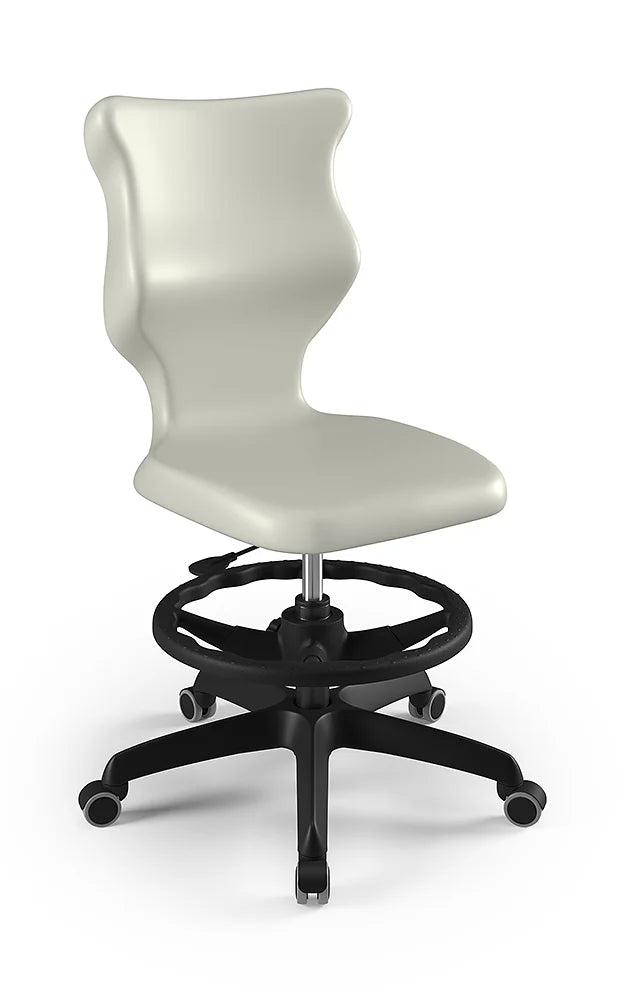 Krzesło szkolne Twist bez podłokietników z podnóżkiem, rozmiar 6 (wzrost 159–188 cm) – Czarny / Jasny szary