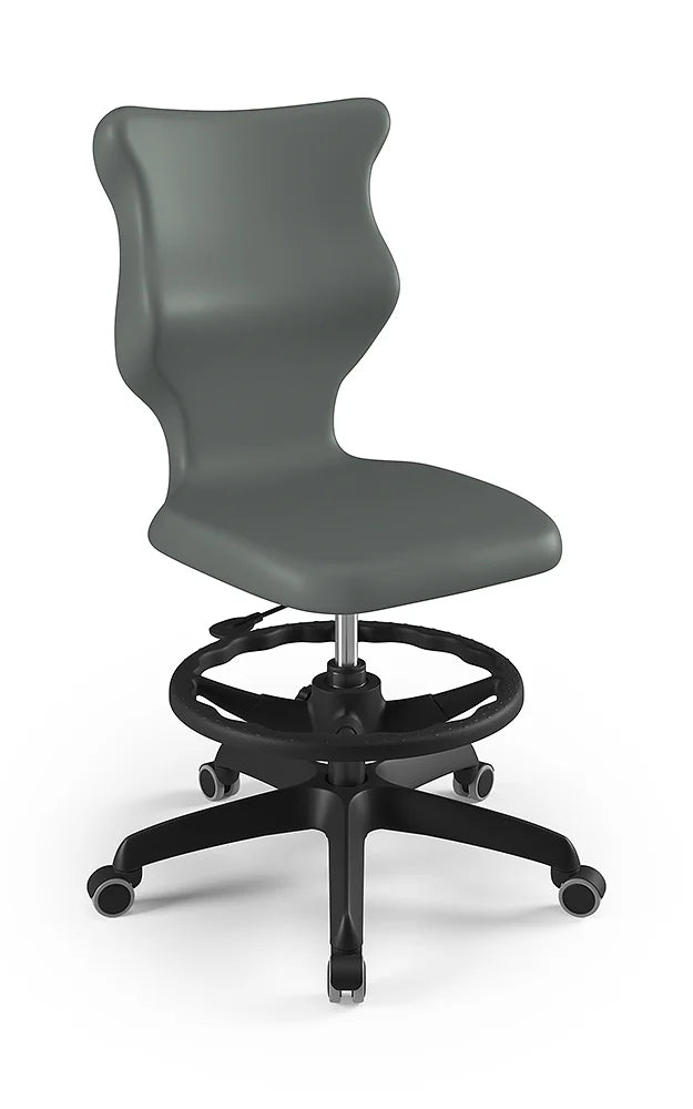 Krzesło szkolne Twist bez podłokietników z podnóżkiem, rozmiar 6 (wzrost 159–188 cm) – Czarny / Szary
