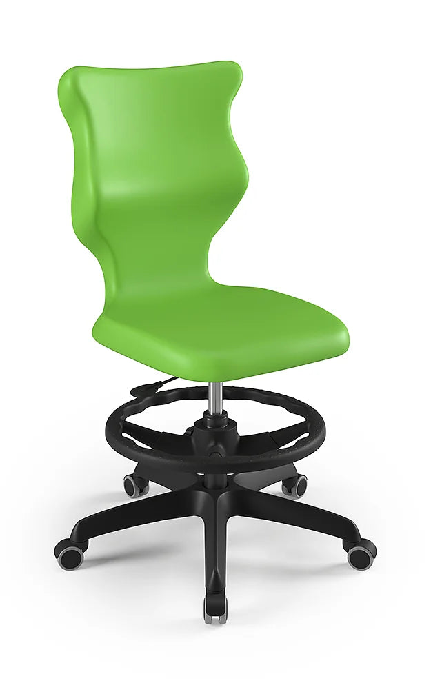 Krzesło szkolne Twist bez podłokietników z podnóżkiem, rozmiar 6 (wzrost 159–188 cm) – Czarny / Zielony
