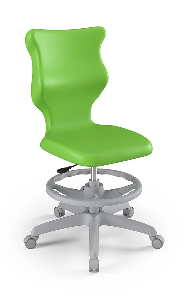 Krzesło szkolne Twist bez podłokietników z podnóżkiem, rozmiar 6 (wzrost 159–188 cm) – Szary / Zielony