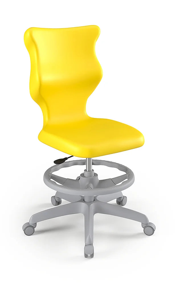 Krzesło szkolne Twist bez podłokietników z podnóżkiem, rozmiar 6 (wzrost 159–188 cm) – Szary / Żółty
