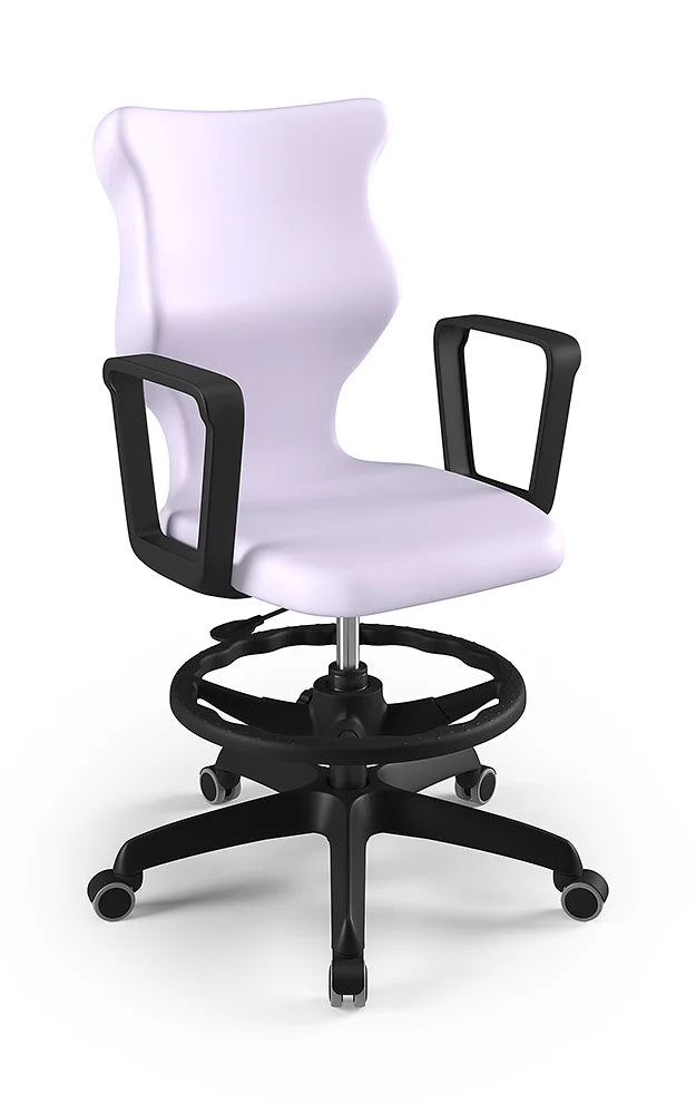 Krzesło szkolne Twist z podłokietnikami i podnóżkiem, rozmiar 6 (wzrost 159–188 cm) – Czarny / Pastelowy fioletowy
