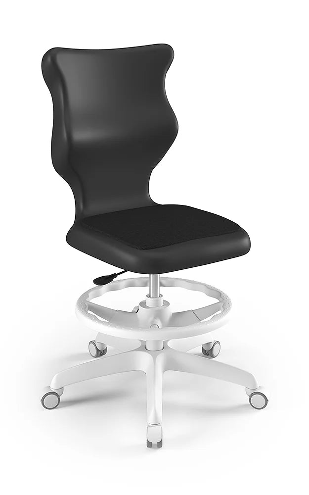 Krzesło szkolne Twist Soft bez podłokietników z podnóżkiem, rozmiar 4 (wzrost 133–159 cm) – Biały / Czarny