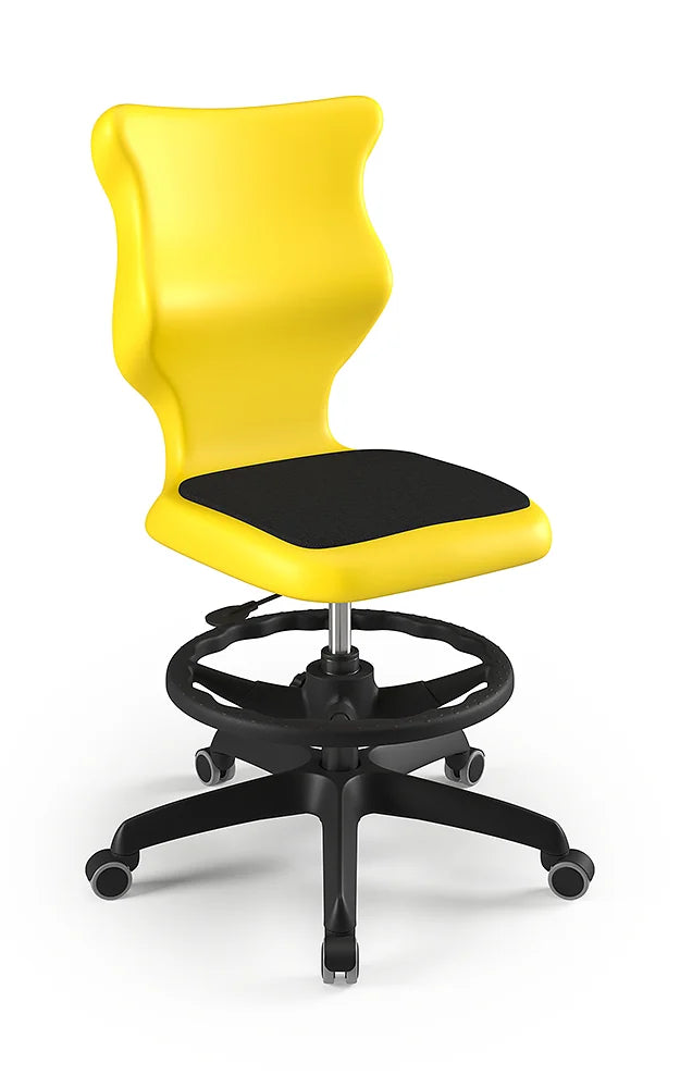 Krzesło szkolne Twist Soft bez podłokietników z podnóżkiem, rozmiar 4 (wzrost 133–159 cm) – Czarny / Czarny