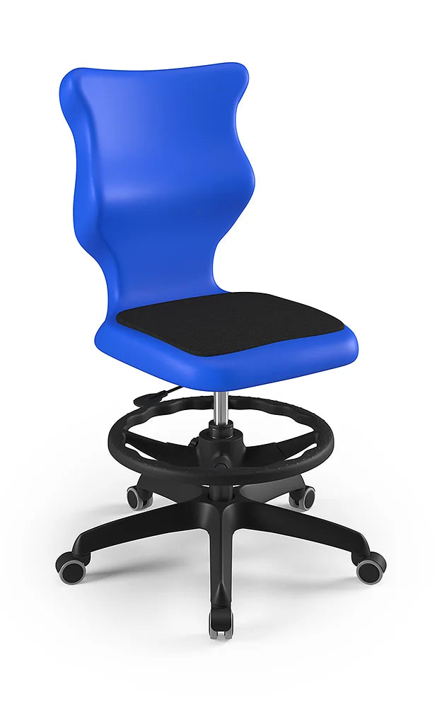 Krzesło szkolne Twist Soft bez podłokietników z podnóżkiem, rozmiar 4 (wzrost 133–159 cm) – Czarny / Niebieski