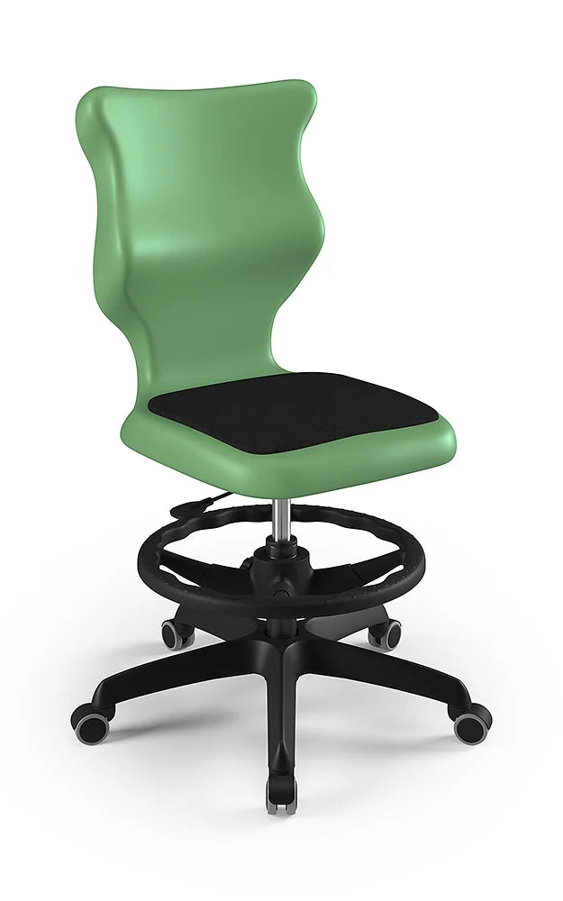 Krzesło szkolne Twist Soft bez podłokietników z podnóżkiem, rozmiar 4 (wzrost 133–159 cm) – Czarny / Pastelowy zielony
