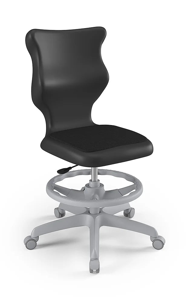 Krzesło szkolne Twist Soft bez podłokietników z podnóżkiem, rozmiar 4 (wzrost 133–159 cm) – Szary / Czarny