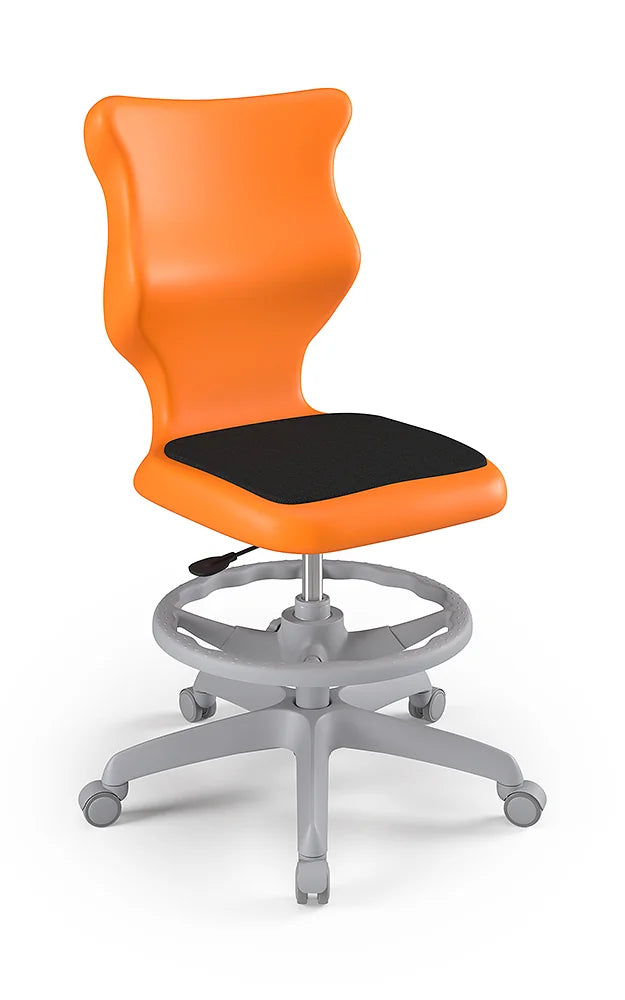 Krzesło szkolne Twist Soft bez podłokietników z podnóżkiem, rozmiar 4 (wzrost 133–159 cm) – Szary / Pomarańczowy