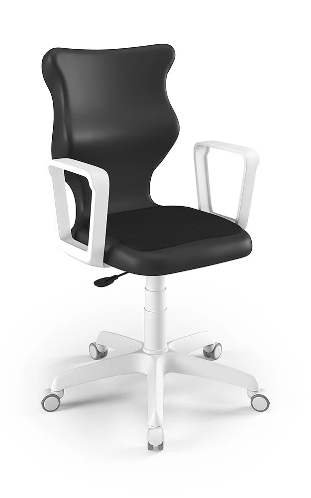 Krzesło szkolne Twist Soft z podłokietnikami, rozmiar 5 (wzrost 146–176 cm) – Biały / Czarny