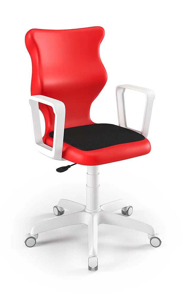 Krzesło szkolne Twist Soft z podłokietnikami, rozmiar 5 (wzrost 146–176 cm) – Biały / Czerwony