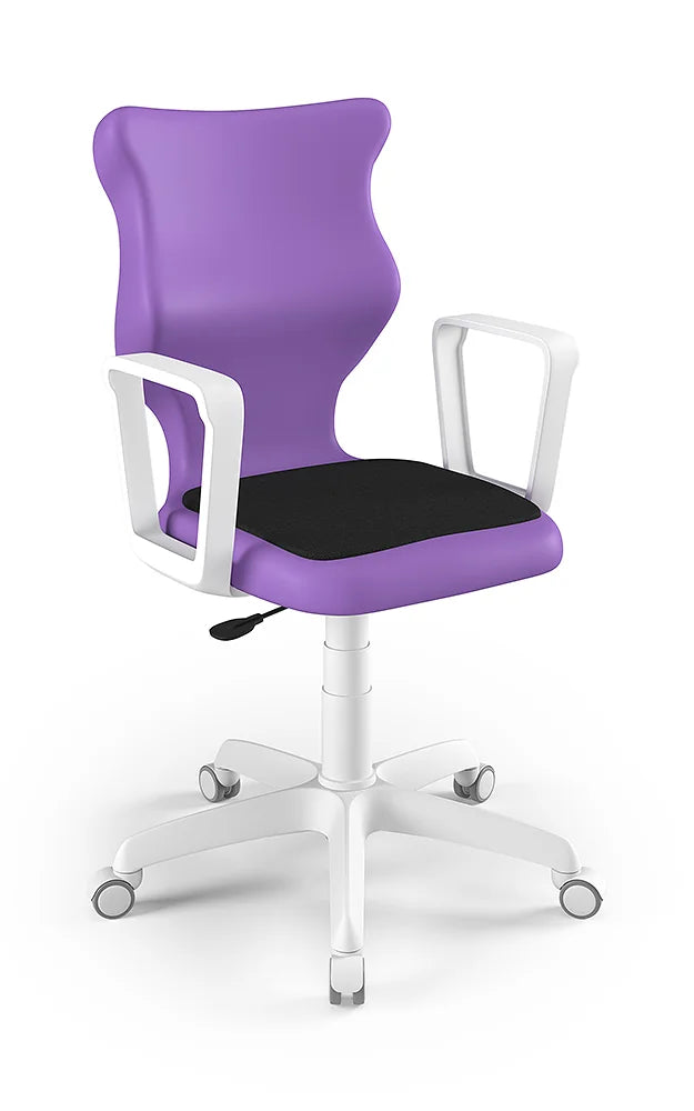 Krzesło szkolne Twist Soft z podłokietnikami, rozmiar 5 (wzrost 146–176 cm) – Biały / Fioletowy