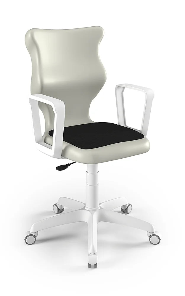 Krzesło szkolne Twist Soft z podłokietnikami, rozmiar 5 (wzrost 146–176 cm) – Biały / Jasny szary