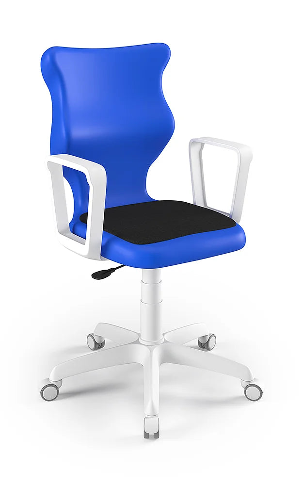 Krzesło szkolne Twist Soft z podłokietnikami, rozmiar 5 (wzrost 146–176 cm) – Biały / Niebieski