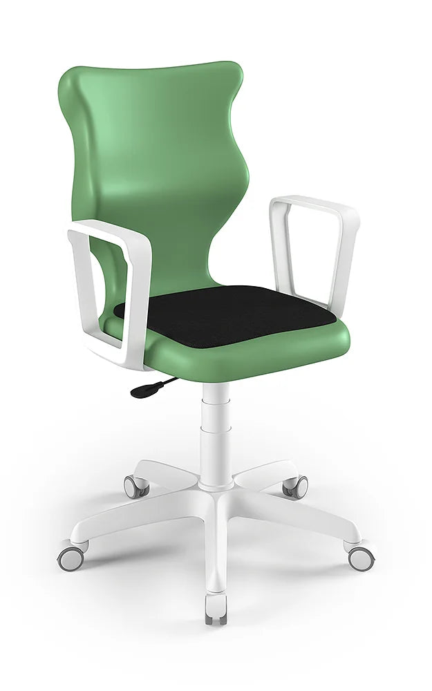 Krzesło szkolne Twist Soft z podłokietnikami, rozmiar 5 (wzrost 146–176 cm) – Biały / Pastelowy zielony
